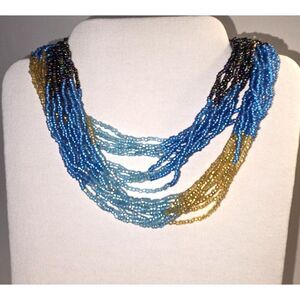 Waterfall Multi Strand Glass Seed Bead Necklace
